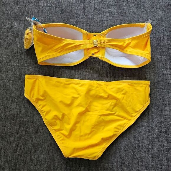 2025 Bleu Rod Beattie Yellow basket weave Bandeau Bikini hipster bottom size 12 - Picture 7 of 11
